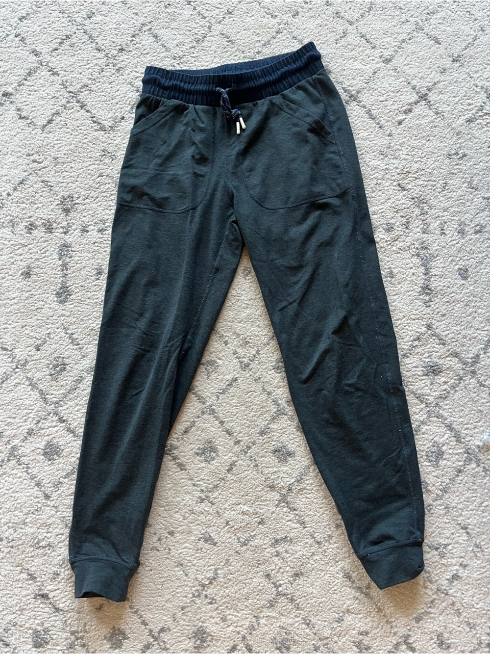 Marine Layer Black Track Joggers with Navy Waistband